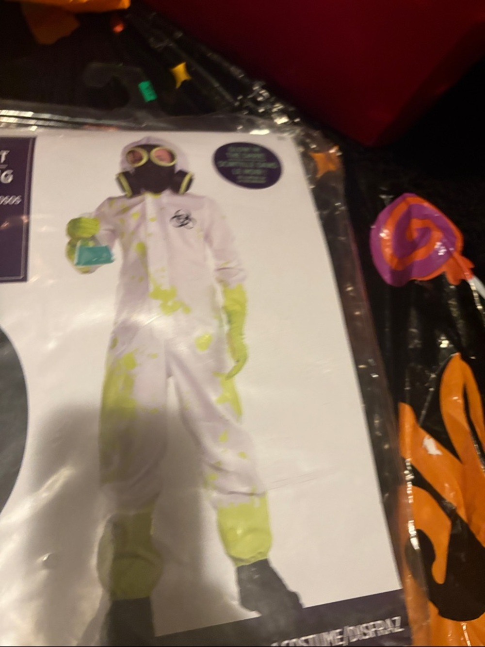 Hazmat Kids Costume - White and Neon Green Glow-In-The-Dark - Picture 4 of 5
